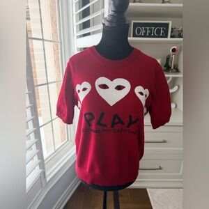 Comme des Garçons PLAY Red Short Sleeve Knit Top Size Medium Women’s